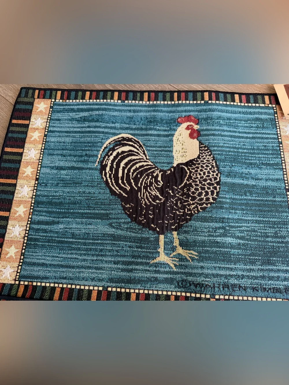 Warren Kimble Set 4 Tapestry Placemats Rooster Various Colors Country Farm Decor